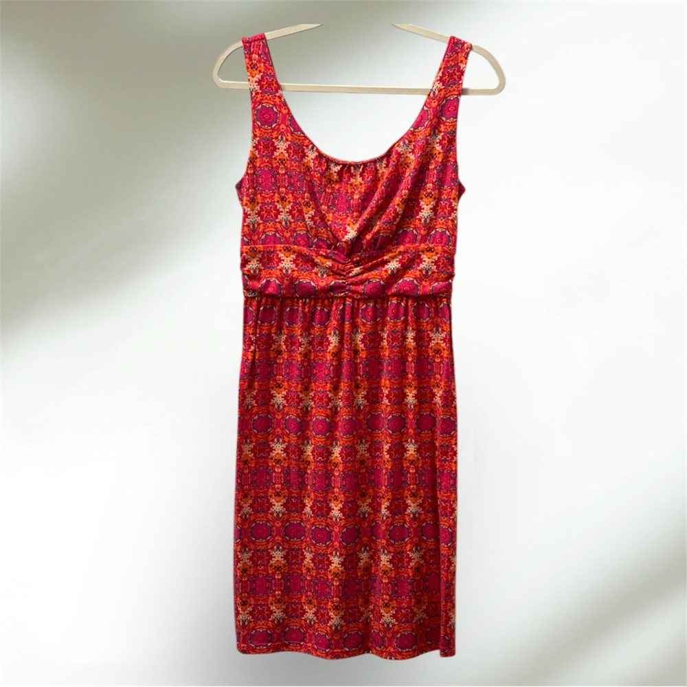 Cute Geometric Patterned Fuchsia Midi Dress by Faded Glory